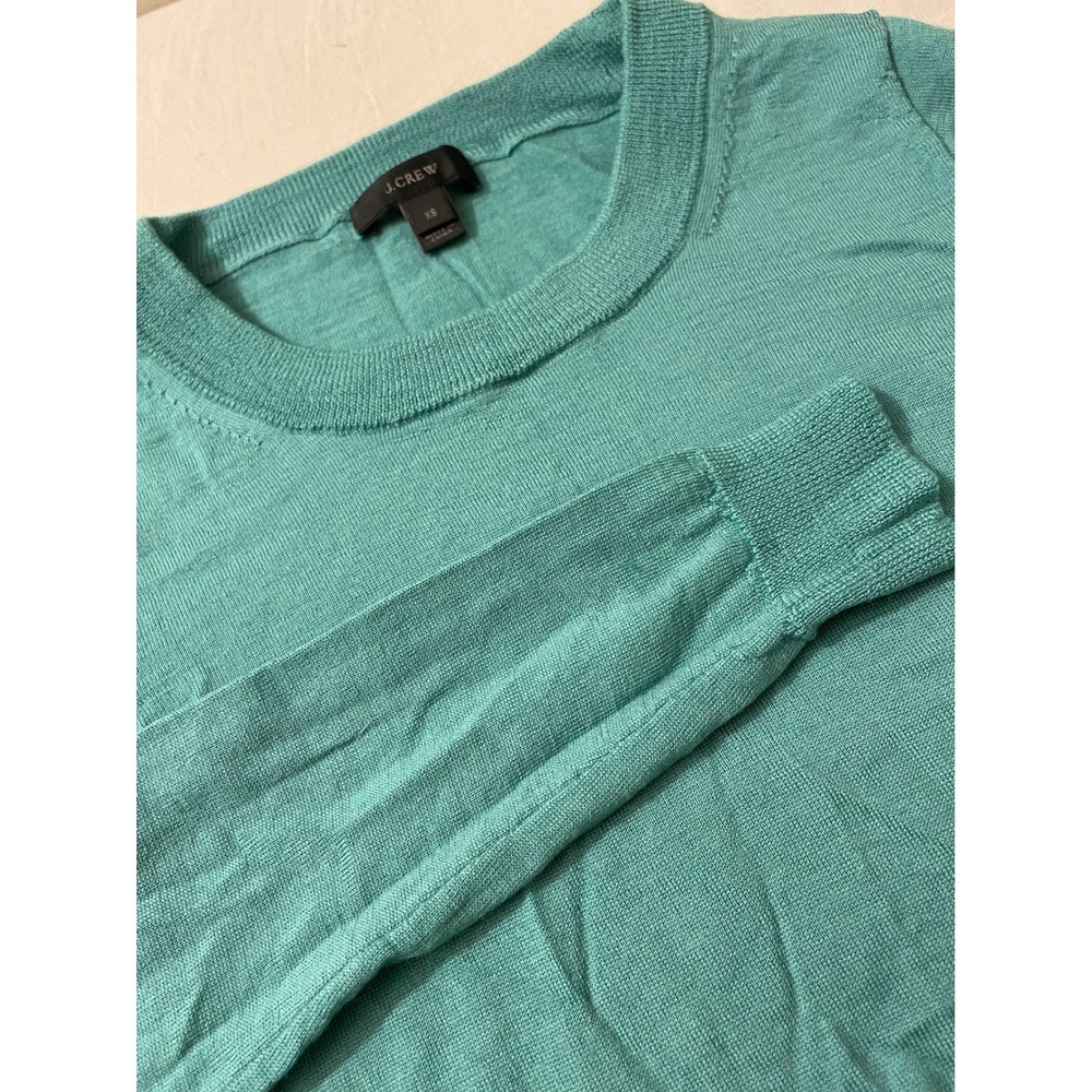 J.Crew Womens XS Merino Wool Sweater Long Sleeve Crew Neck‎ Aqua Pullover Knit
